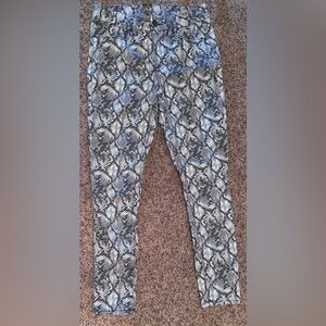Seven7 Women's Snake Print Skinny Jeans - Blue and Black